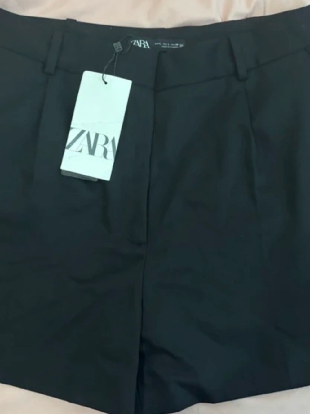 Zara Black High-Rise Tailored Shorts